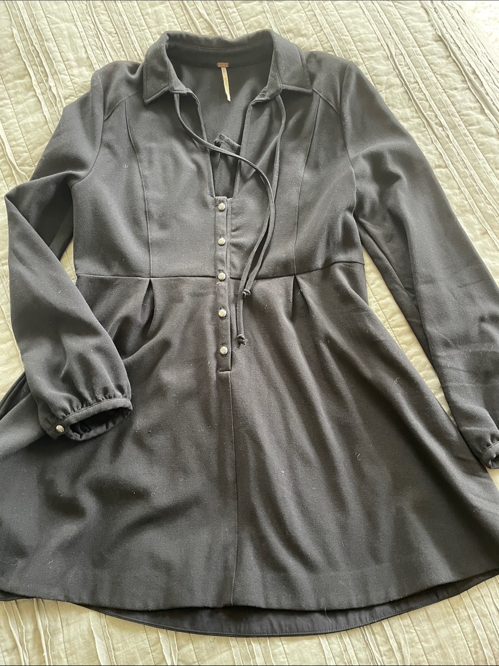 Black Long Sleeve Peplum Button Tunic